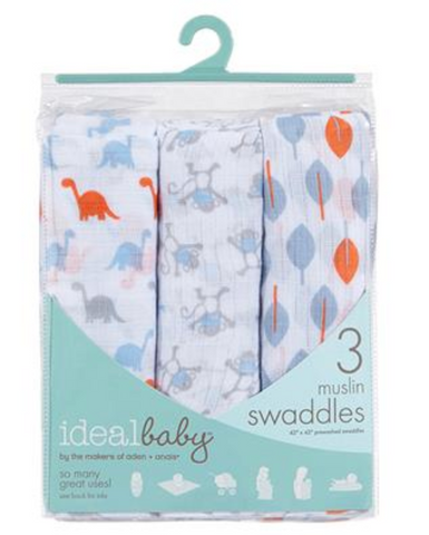 IDEALBABY SWADDLE CHEEKY MONKEY 3PK