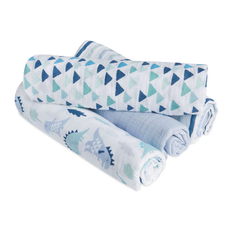 Aden and Anais Swaddle plus Dinos 4 pack.  12% discount.