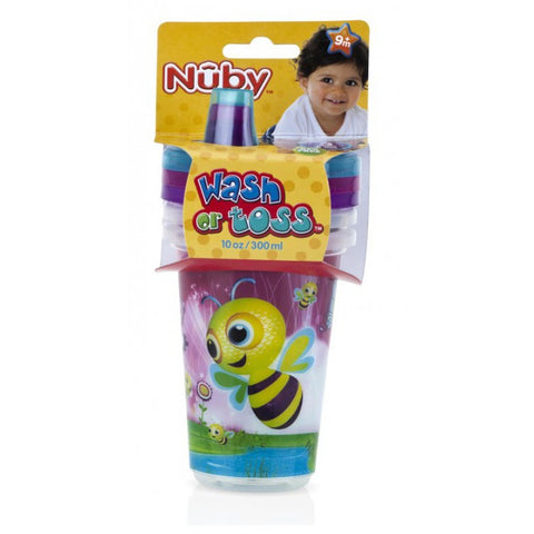 Nuby HK Sale Wash or Toss Spout Cups with Lids (300ml x 3)